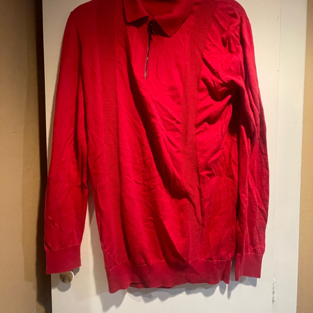 Classic Red Zip-Up Men's Sweater